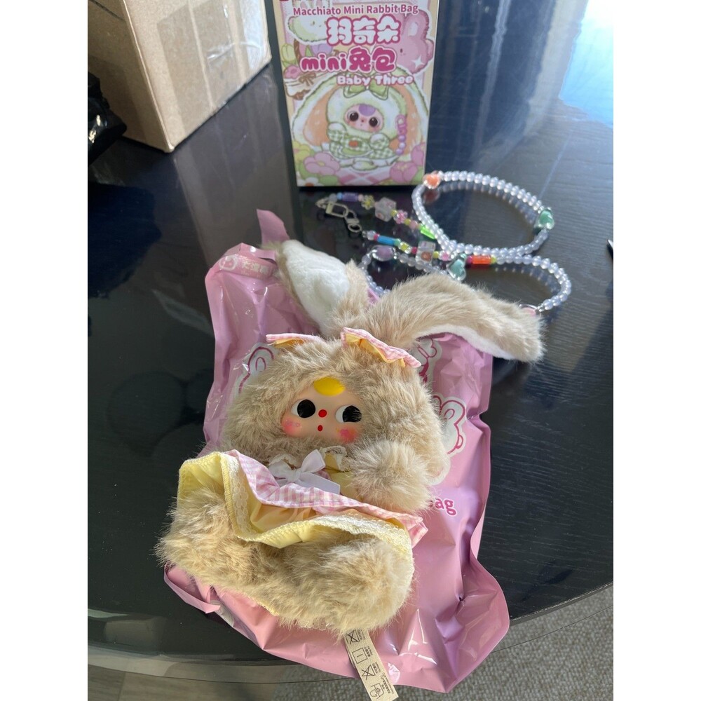 Baby Three "Macchiato Mini Rabbit" Bag - Brown w/Moving Eyes, Chain & Card NEW - Picture 4 of 8